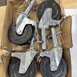 New 5 Inch Hard Rubber Locking with 1.25 Inch Square Shank 4 EA