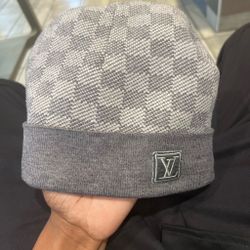 Louis Vuttion Checkers Beanie Grey
