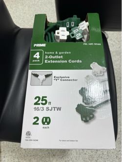 Prime 2-Outlet Extension Cords 4 Pack