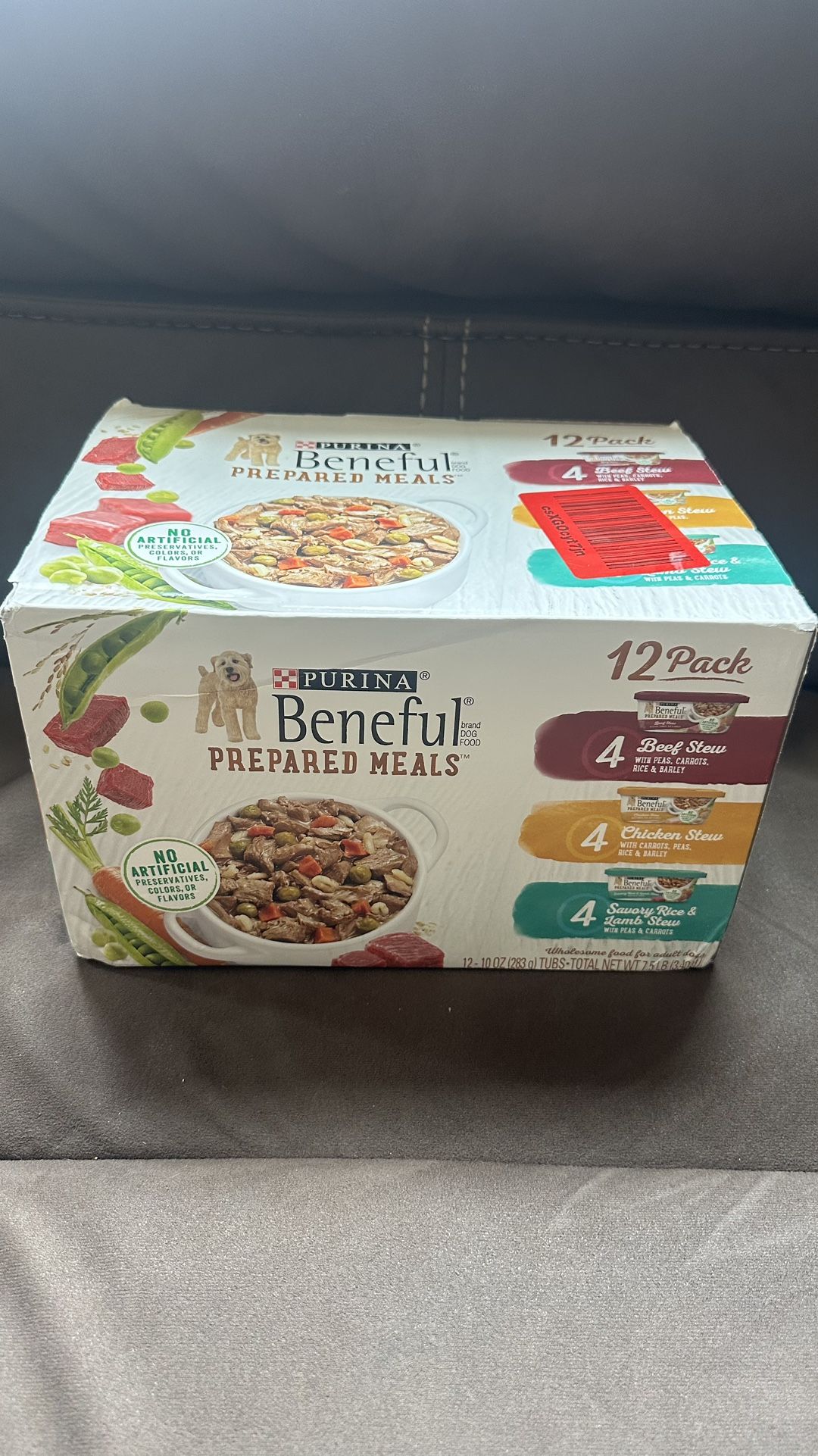 Purina Beneful Prepared Meals Wet Dog Food Soft Real Beef, Chicken & Lamb Stew, 10 oz Tubs (12 Pack)