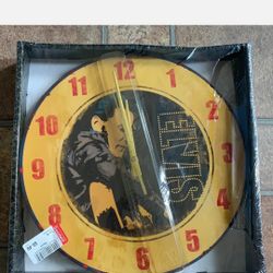 NEW 2006 Elvis Presley Official 13.5 Inch Wall Clock Yellow ‘68 