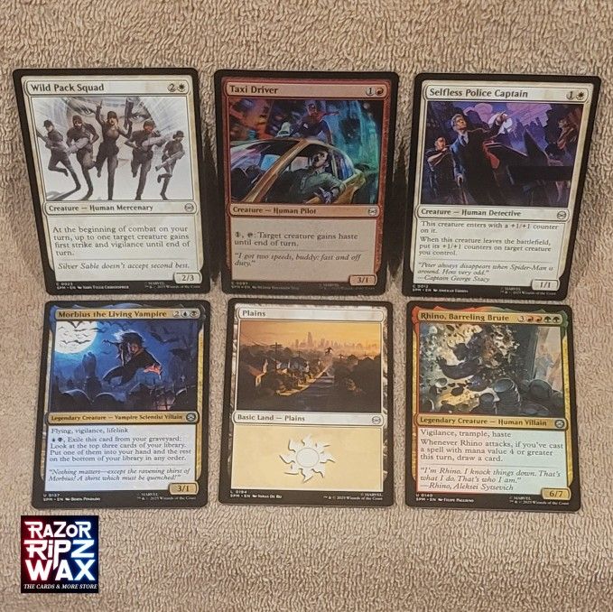 LOT (6) MAGIC the GATHERING SPIDER-MAN GAME DECK CARDS * 5 REGULAR & 1 FOIL MTG PLAYING CARDS