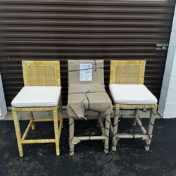 Set Of 3 Sofia Rattan Counter Height Stools For 299. Delivery. Retail 600.