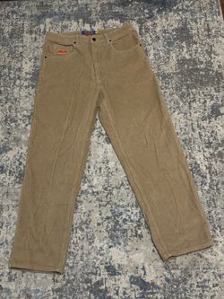 Tan Corduroy Pants with Embroidered Logo