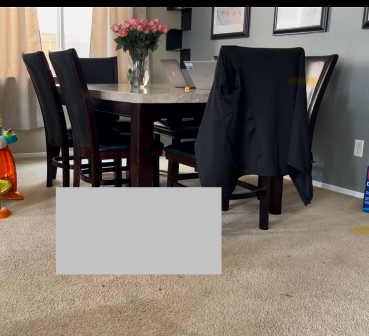 Marble Top Dining Table W 6 Chairs