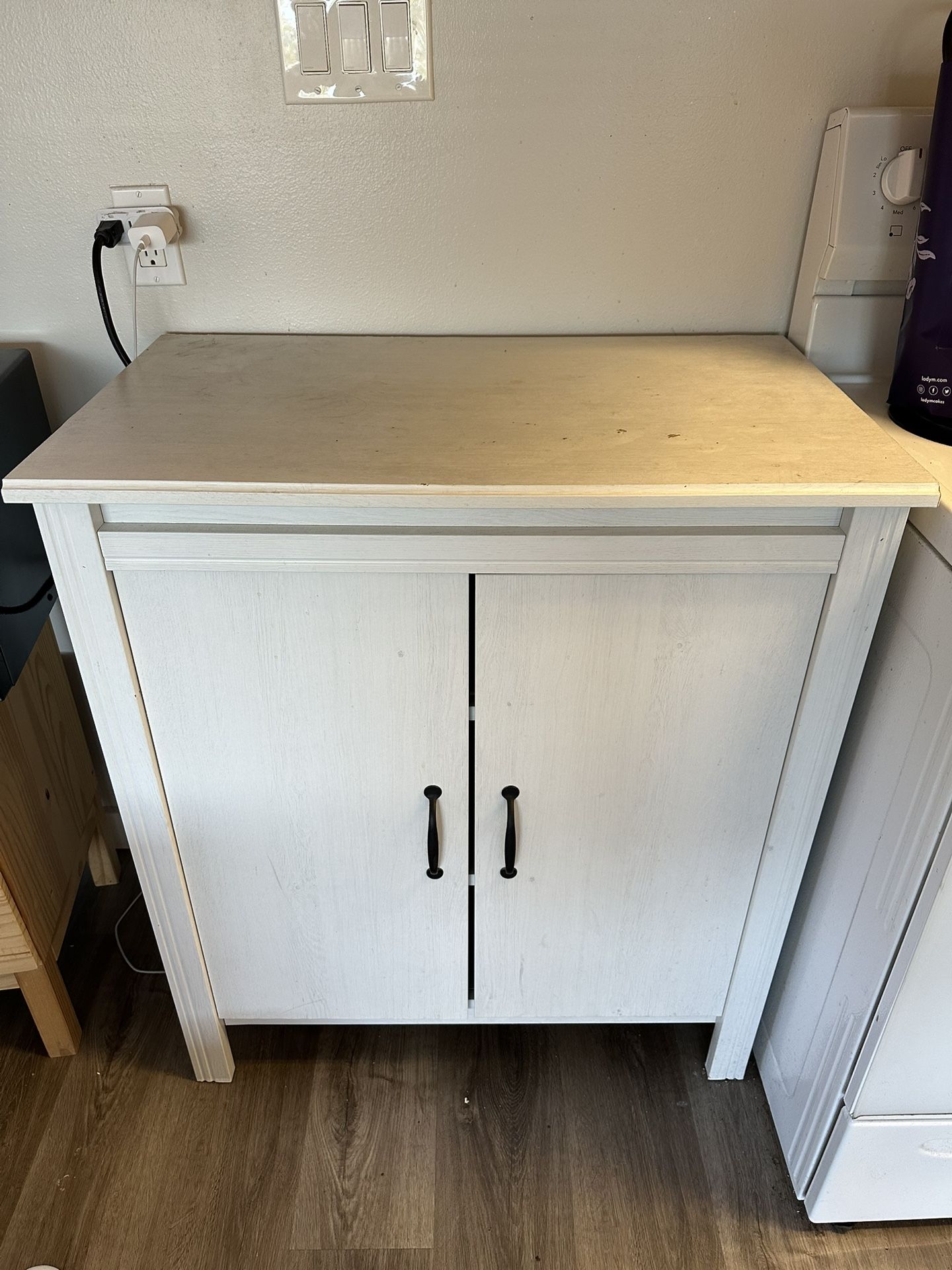 White Wood Storage Cabinet w/ Shelves