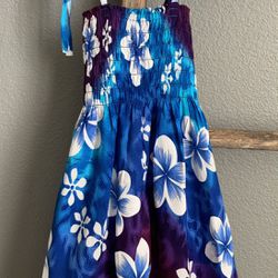 Aloha Fashion Toddler Girls Floral Hawaiian Dress Blue Size(12M)