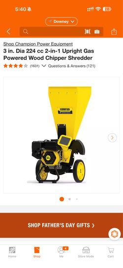 3 in. Dia 224 cc 2-in-1 Upright Gas Powered Wood Chipper Shredder