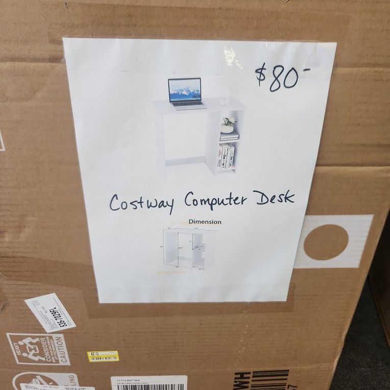 Costway White Compact Computer Desk