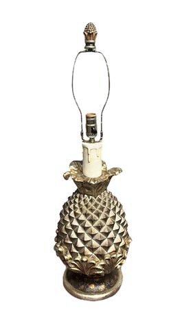 Vintage 32” Pineapple Lamp-Working Condition Gold Distressed Finish