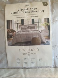 Threshold Clipped Stripe King Comforter and Sheet Set