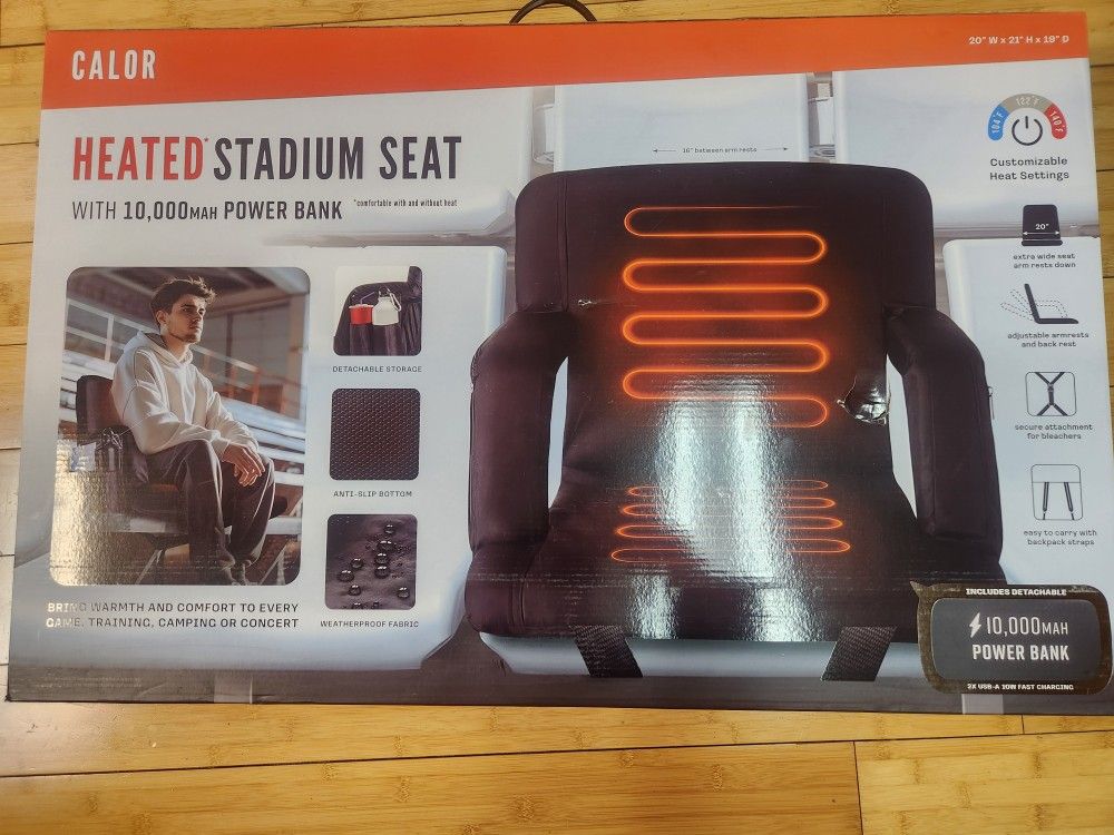 Extra wide heated Stadium Seats W/power bank