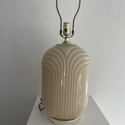 Beige 1980s Art Deco Revival Style Table Lamp, Vintage American Vintage Art Deco Mid Century 