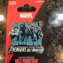 Collectible Disney Marvel Avengers Half Marathon 2017 Pin.  Size 1 3/4 inches wide and 1 1/2 inch long.  Brand New never removed from original card.  