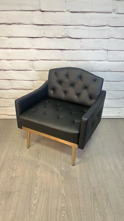 Olela MCM Inspired Black & Gold Pleather Accent Chair