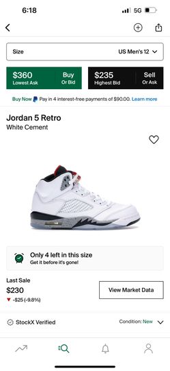 Retro 5 Og All White Cement