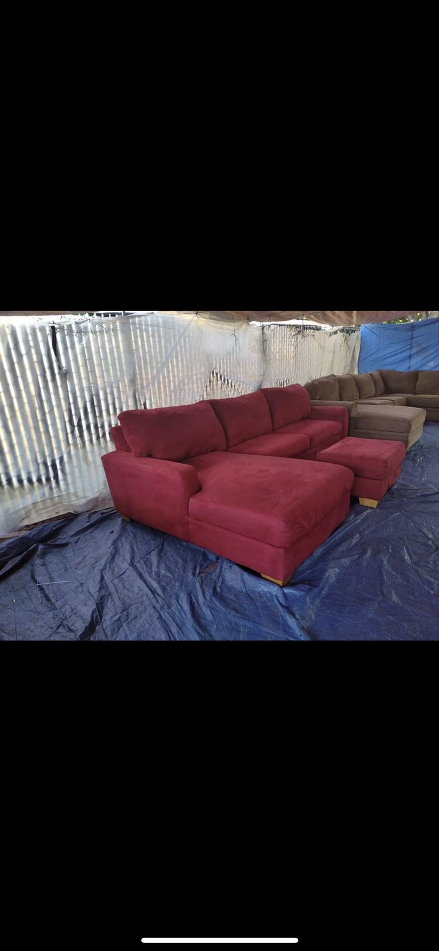 Red couch with queen size bed inside smoke-free pet free clean we sell all the time