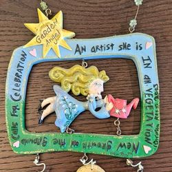 Signed Karen Rossi “Garden Angel” Hanging Art 