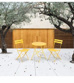 Yellow Metal Folding Bistro Set 3-Piece