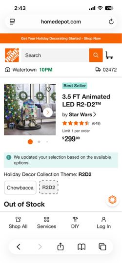 3.5 FT Animated LED R2-D2