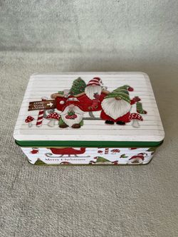 Christmas Gnome Small Cookie Tin Storage Container