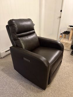 Dark Brown Leather Power Recliner Chair