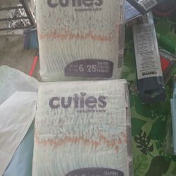 2 Packs Cuties Complete Care Size 6 Diapers 25 Count
