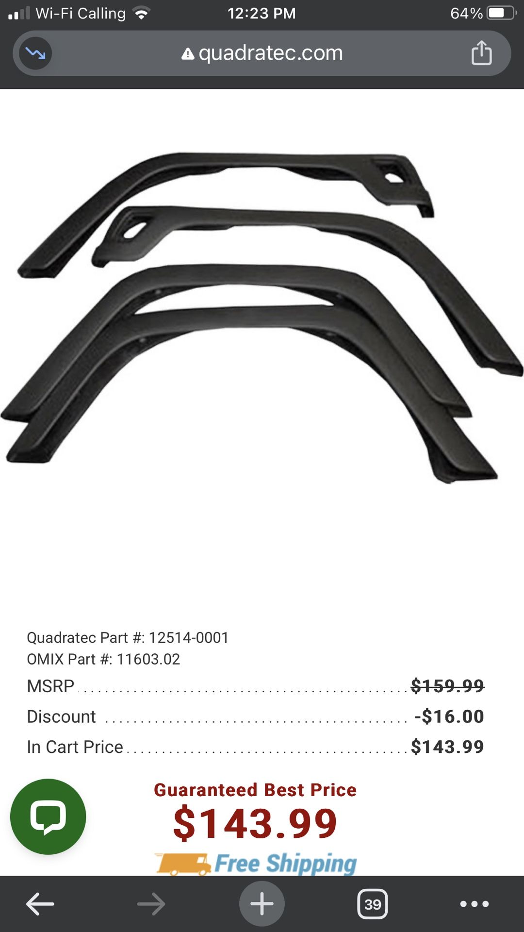 Jeep Wrangler Fender Flares (Brand New)