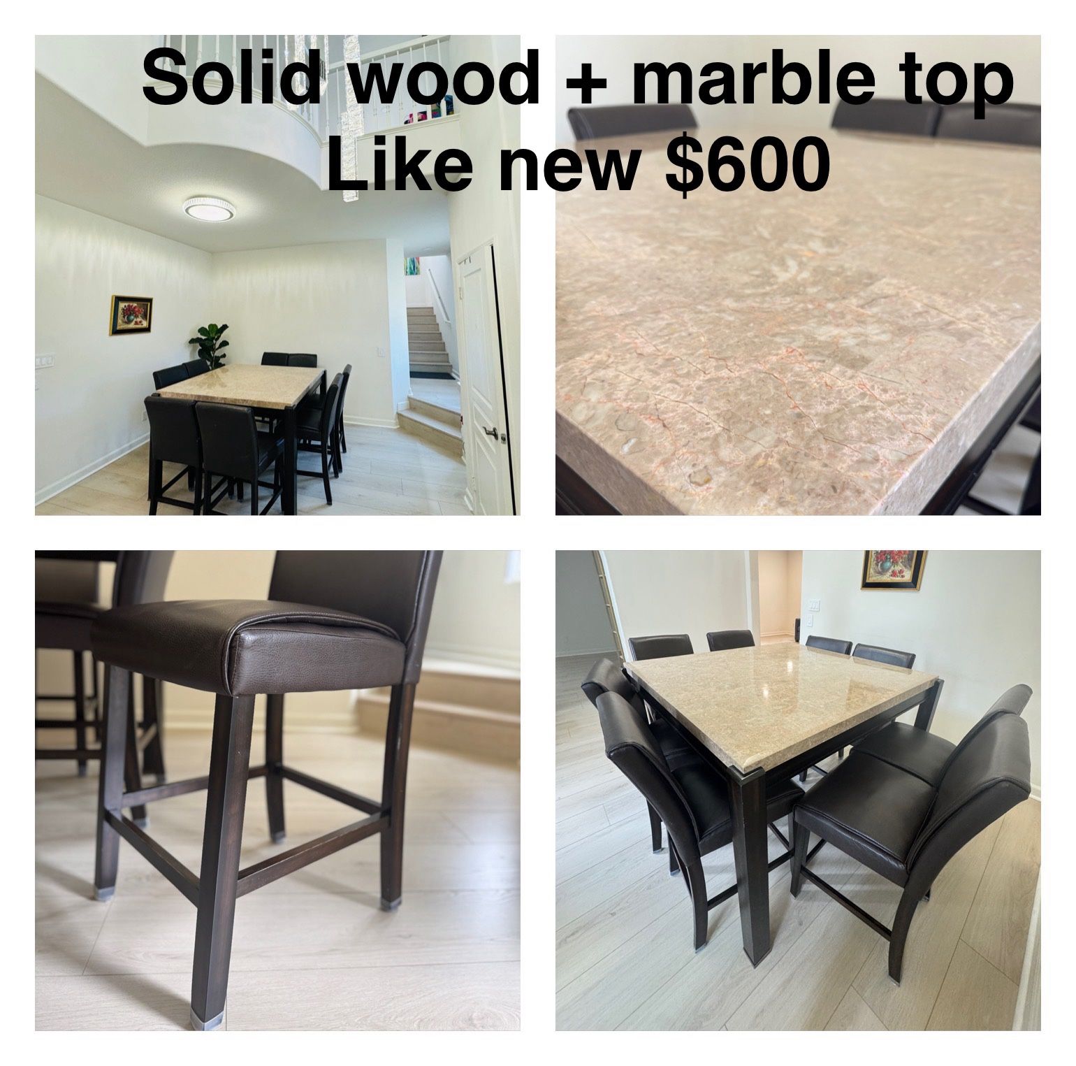 Marble Table (Solid Wood)