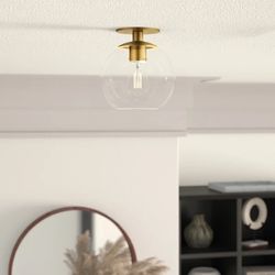 2- Semi Flush Glass Gold Light Mount 