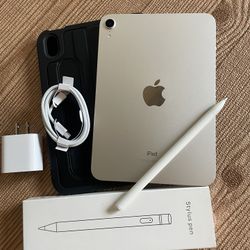 iPad Mini 6th Generation 256GB Starlight Color with Pencil And Accessories 