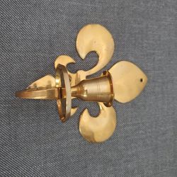 Vintage Brass Fluer De Lis Candle Holder