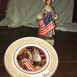 Vintage Betsy Ross Liquor Decanter & Collector’s Plate