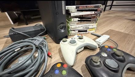 Xbox 360 elite with 2 controllers and games