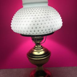 Vintage Fenton Hobnail Ruffled Lamp