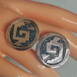 Vintage Mexican Sterling Silver Turquoise Cufflinks 925