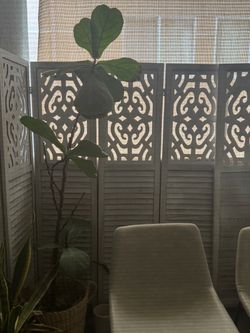 Wood Room Divider, 4 Panel Folding Privacy Screen