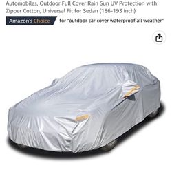 Kayme 6 Layers Car Cover Waterproof All Weather for Automobiles, Outdoor Full Cover Rain Sun UV Protection with Zipper Cotton, Universal Fit for Sedan