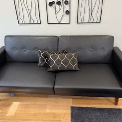 Futon  - Black Faux Leather 