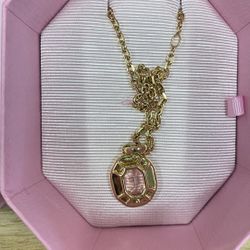 SWAROVSKI Gold Chain Pink Crystal  Necklace
