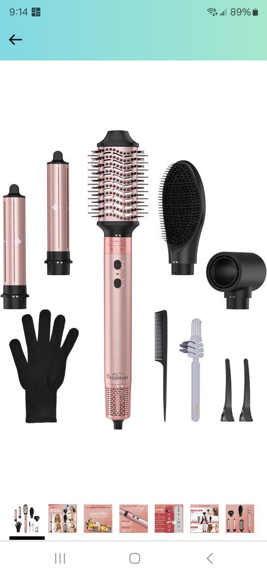 Brightup Hair Dryer Brush with 110,000 RPM High-Speed
Negative lonic Blow Dryer, Automatic Curling Iron, 5 in 1
Professional Hot Air Styler for Fast D