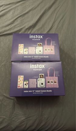 FujiFilm Instax Mini 12 Holiday Bundle Blue Lilac Purple Camera Polaroid Instant Picture Printer Bag Flash Folder Binder