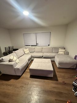 Beige Sectional/ottoman Set