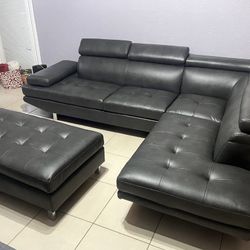 Holiday sale. Ibiza black sectional with ottoman set only $999. Easy finance option. Same day delivery.
