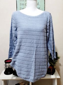 Woman's Casual Light Blue Cotton Boutique Sweater