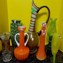 Vintage Art Glass Collection Priced Individually or Best Offer LE SMITH SWUNG VASE SOLD