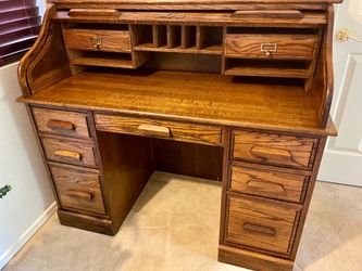 Vintage Solid Oak Roll top Desk