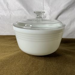Vintage Pyrex Hamilton Beach white bowl with lid