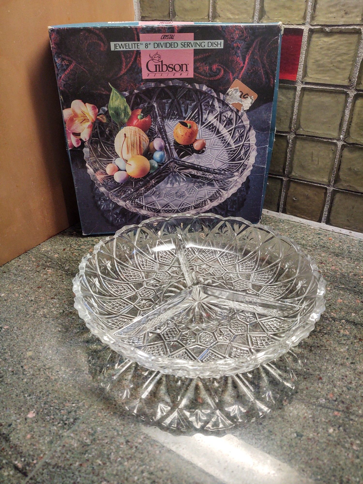 Vintage Crystal Dividend Dish