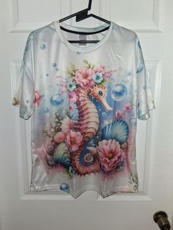 NEW in package ladies L-XL pastel seahorse tshirt $10 FIRM